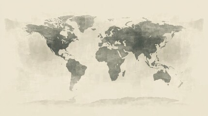 Artistic Watercolor World Map Design Showing Continents