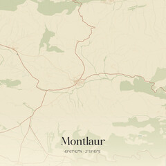 Obraz premium Vintage map of Montlaur, France.