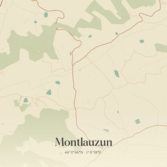 Naklejka premium Vintage map of Montlauzun, France.