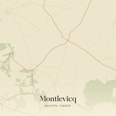 Obraz premium Vintage map of Montlevicq, France.