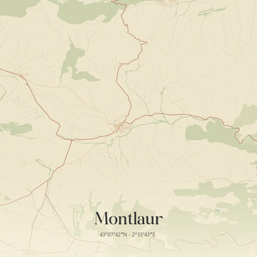 Vintage map of Montlaur, France.