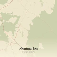 Obraz premium Vintage map of Montmarlon, France.