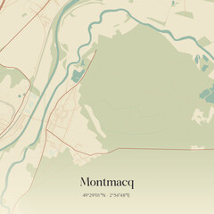 Fototapeta premium Vintage map of Montmacq, France.