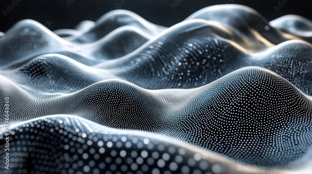 Poster abstract 3d waves with dotted texture creating futuristic landscape