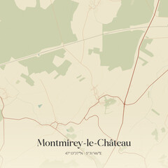 Obraz premium Vintage map of Montmirey-le-Château, France.