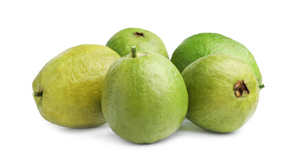 Fresh whole guava fruits isolated on white