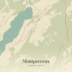 Obraz premium Vintage map of Montperreux, France.