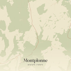 Fototapeta premium Vintage map of Montplonne, France.
