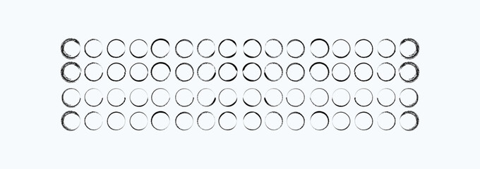 marker circles, circle brushes. Vector brush Stroke.