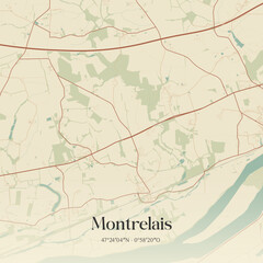 Fototapeta premium Vintage map of Montrelais, France.
