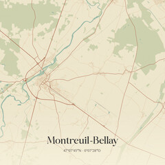Obraz premium Vintage map of Montreuil-Bellay, France.