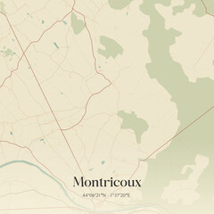 Obraz premium Vintage map of Montricoux, France.