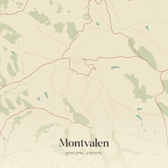 Naklejka premium Vintage map of Montvalen, France.