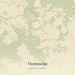 Fototapeta premium Vintage map of Montusclat, France.