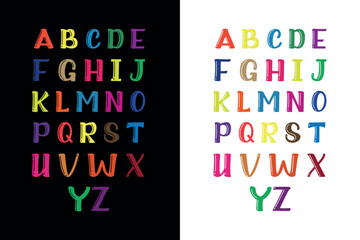 Vibrant Colorful Alphabet Typography Design T-Shirt