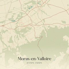 Obraz premium Vintage map of Moras-en-Valloire, France.