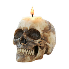 Obraz premium Candlelit skull on transparent background, perfect for Halloween decor