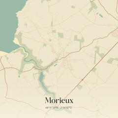 Fototapeta premium Vintage map of Morieux, France.