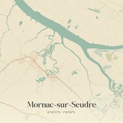 Obraz premium Vintage map of Mornac-sur-Seudre, France.