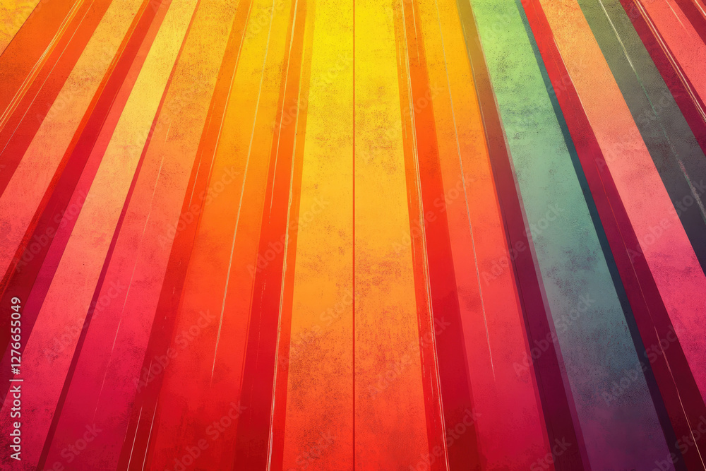 Poster abstract background with vibrant, radiating stripes in warm colors, creating a dynamic and energetic