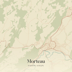 Fototapeta premium Vintage map of Morteau, France.