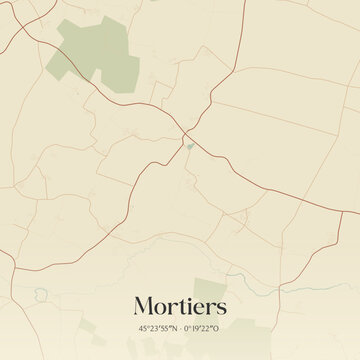 Vintage map of Mortiers, France.
