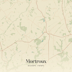 Fototapeta premium Vintage map of Mortroux, France.