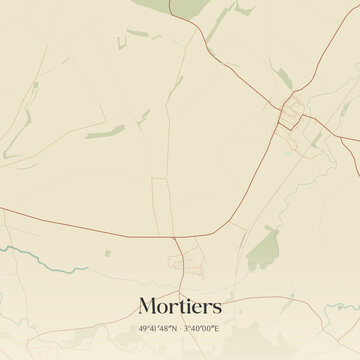 Vintage map of Mortiers, France.
