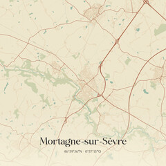 Fototapeta premium Vintage map of Mortagne-sur-Sèvre, France.