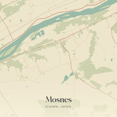 Obraz premium Vintage map of Mosnes, France.