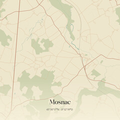 Obraz premium Vintage map of Mosnac, France.