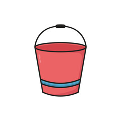 red bucket icon vector design illustration flat cartoon style