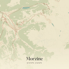 Fototapeta premium Vintage map of Morzine, France.