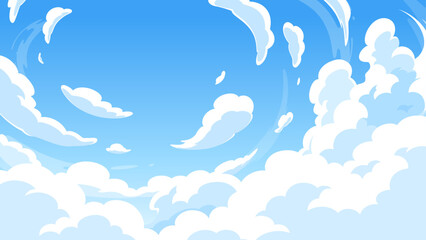 見上げた空の背景イラスト_16:9