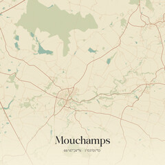 Obraz premium Vintage map of Mouchamps, France.