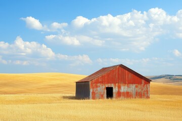 Obraz premium Rustic barn in a rural landscape, simplicity