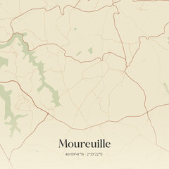 Fototapeta premium Vintage map of Moureuille, France.
