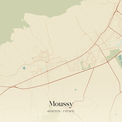 Naklejka premium Vintage map of Moussy, France.