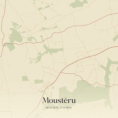 Obraz premium Vintage map of Moustéru, France.