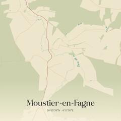 Obraz premium Vintage map of Moustier-en-Fagne, France.