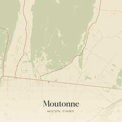 Fototapeta premium Vintage map of Moutonne, France.