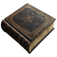 Fototapeta premium Antique leather-bound book isolated on transparent background for design