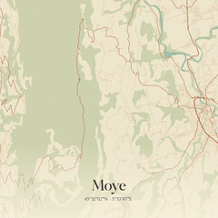 Fototapeta premium Vintage map of Moye, France.