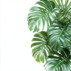 green monstera leaves isolated on white