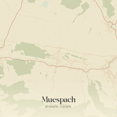 Naklejka premium Vintage map of Muespach, France.