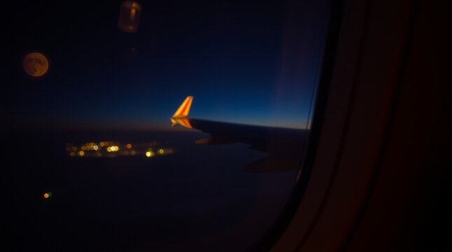 plane window at night