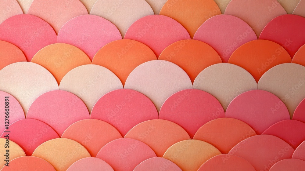 Aufkleber colorful overlapping half circles pattern in pink and orange hues creating a decorative abstract des