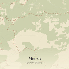 Obraz premium Vintage map of Murzo, France.