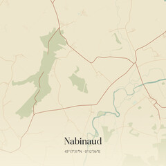 Vintage map of Nabinaud, France.