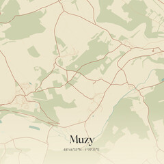 Obraz premium Vintage map of Muzy, France.